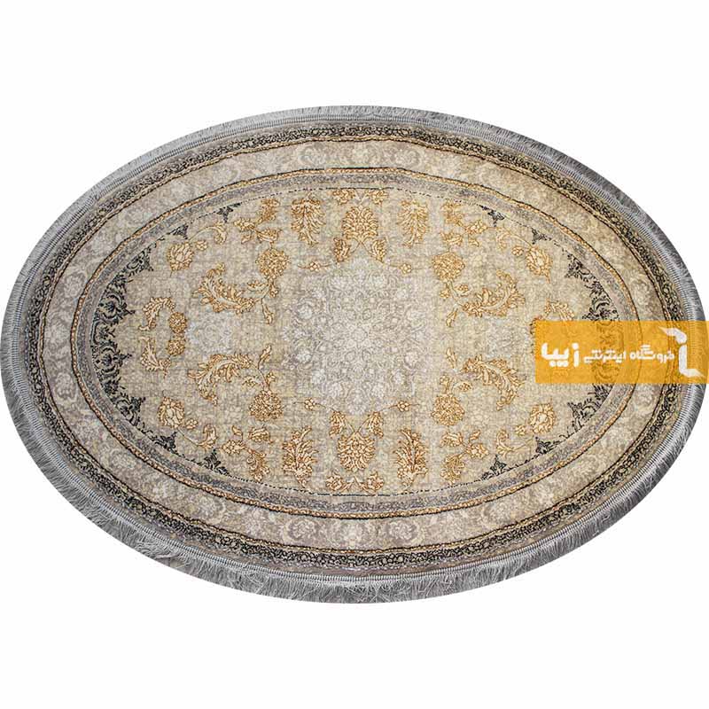 فرش بیضی کرم طرح شاهکار3