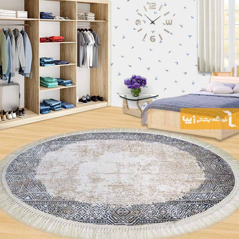 فرش بیضی کرم طرح سورن1