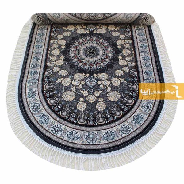 فرش بیضی دودی طرح اصفهان5