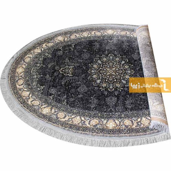 فرش بیضی دودی طرح شاهکار2