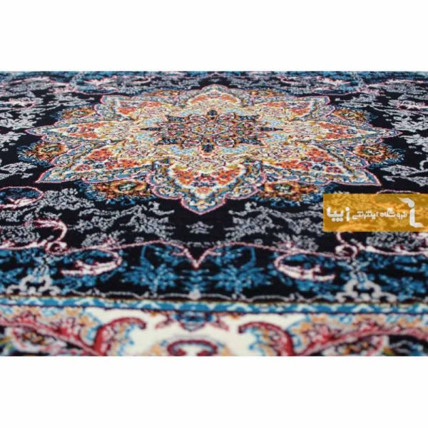 فرش بیضی سرمه ای طرح هیوا10
