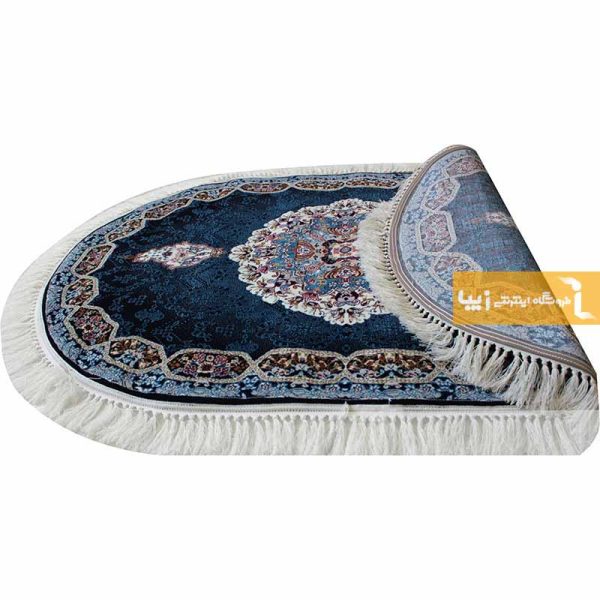 فرش بیضی سرمه ای طرح هالیدی2