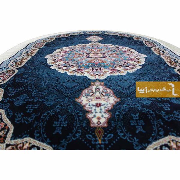 فرش بیضی سرمه ای طرح هالیدی11
