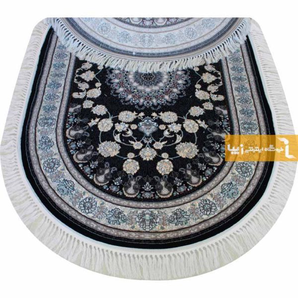 فرش بیضی سرمه ای طرح اصفهان3