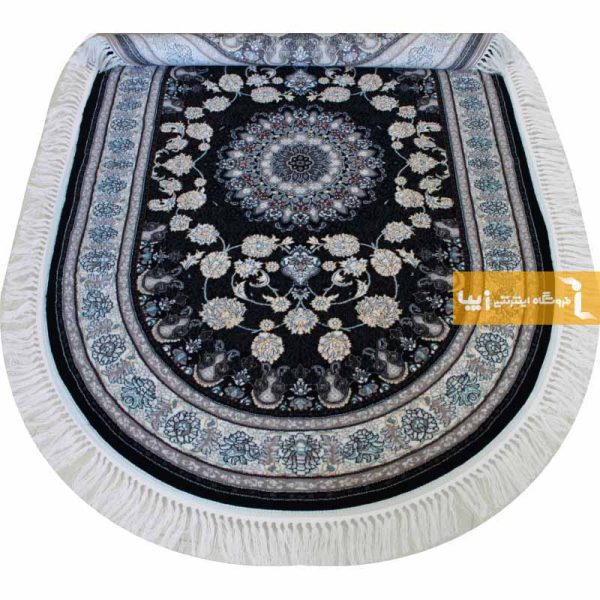 فرش بیضی سرمه ای طرح اصفهان6