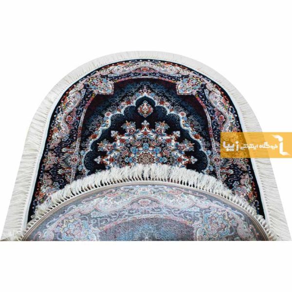 فرش بیضی سرمه ای طرح نیلا2