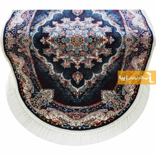 فرش بیضی سرمه ای طرح نیلا9