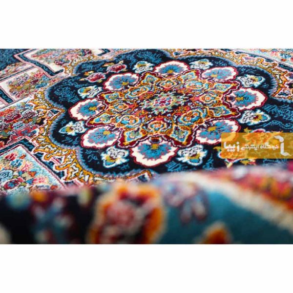 فرش بیضی سرمه ای طرح ناردون3