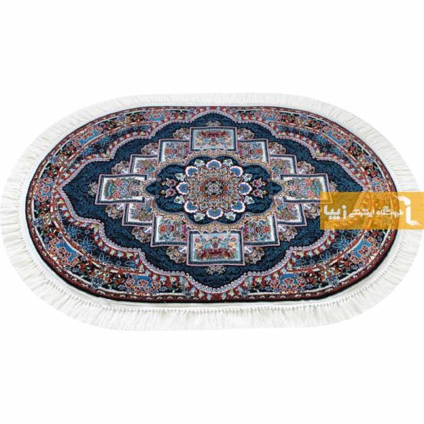 فرش بیضی سرمه ای طرح ناردون11