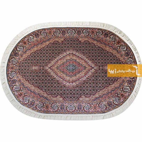 فرش بیضی سرمه ای طرح ریزماهی7