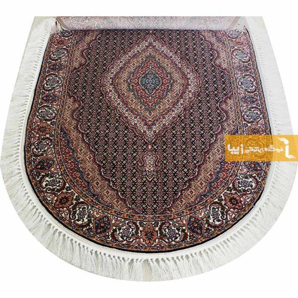 فرش بیضی سرمه ای طرح ریزماهی12