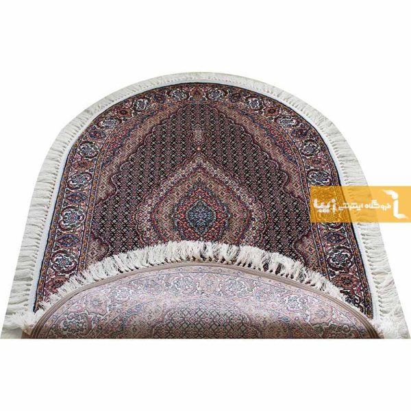 فرش بیضی سرمه ای طرح ریزماهی10
