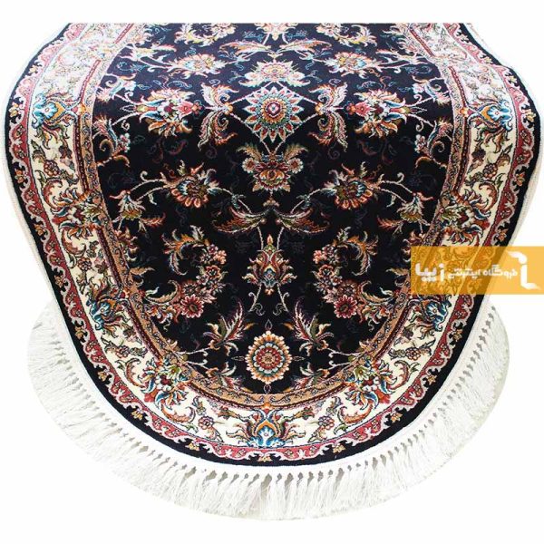 فرش بیضی سرمه ای طرح صبا5