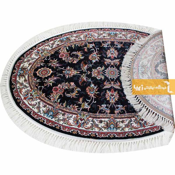 فرش بیضی سرمه ای طرح صبا10