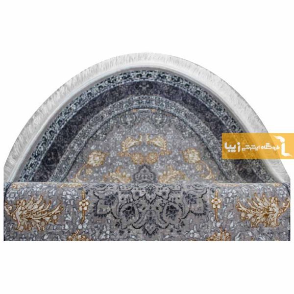 فرش بیضی نقره ای طرح شاهسوند11