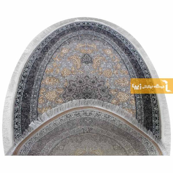 فرش بیضی نقره ای طرح شاهسوند9