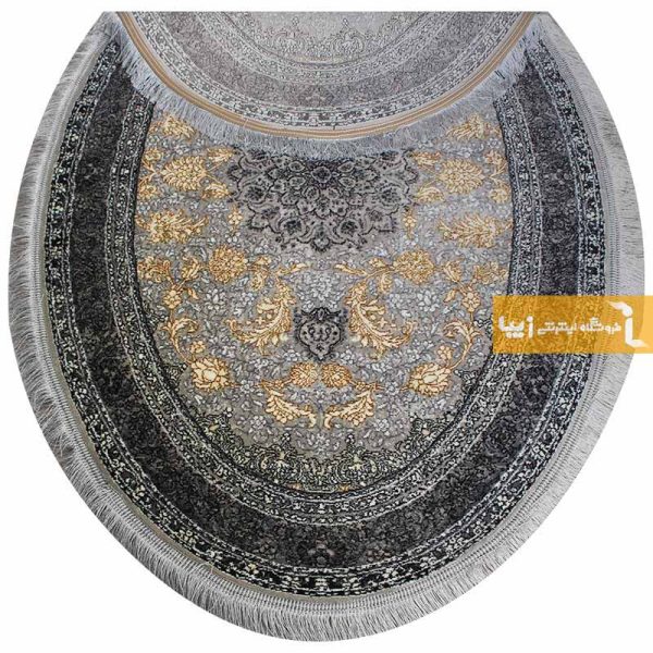 فرش بیضی نقره ای شاهکار8