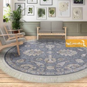 فرش بیضی طوسی طرح همایون1