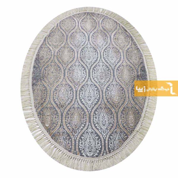 فرش بیضی طوسی طرح درباری8