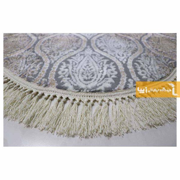 فرش بیضی طوسی طرح درباری6