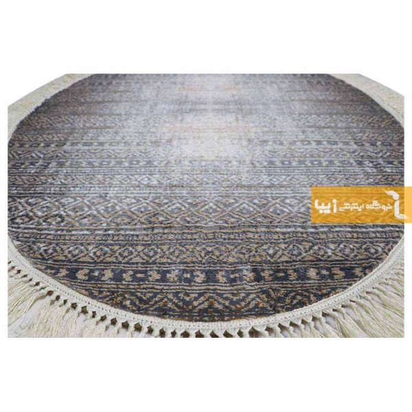 فرش بیضی طوسی طرح مراکش2