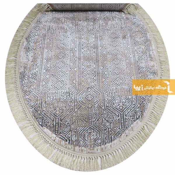 فرش بیضی طوسی طرح اورنگ2