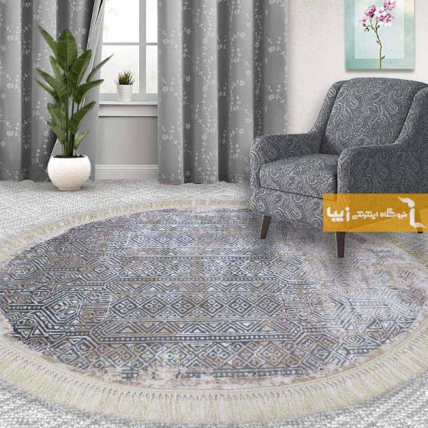 فرش بیضی طوسی طرح اورنگ1