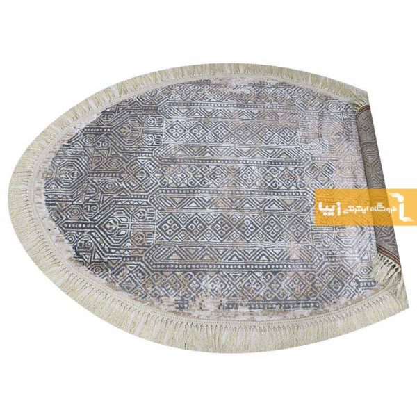 فرش بیضی طوسی طرح اورنگ3