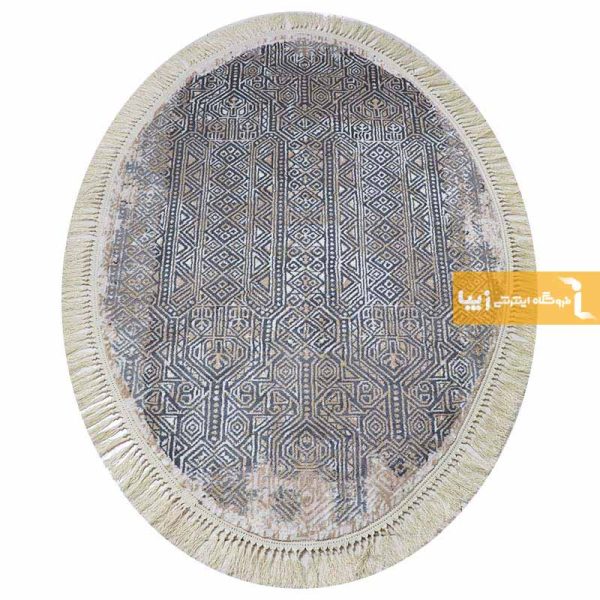 فرش بیضی طوسی طرح اورنگ10