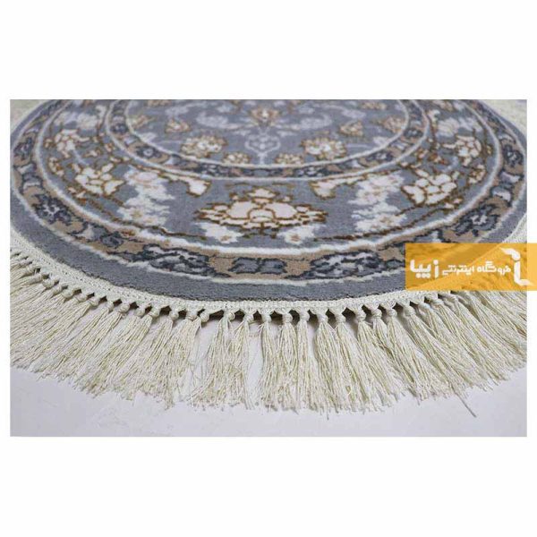 فرش بیضی طوسی طرح زنبق3