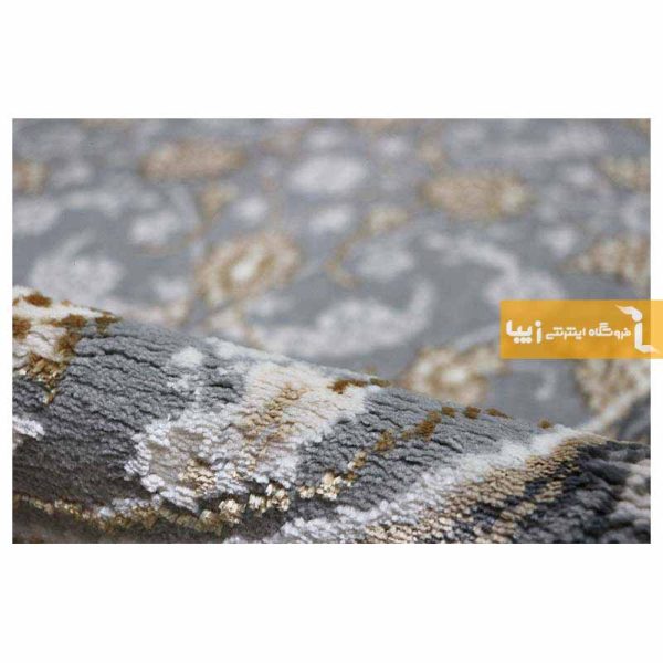 فرش بیضی طوسی طرح زنبق2