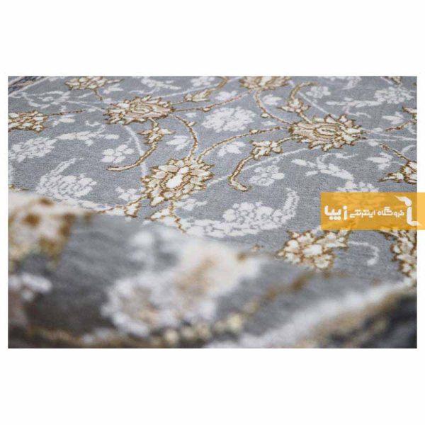 فرش بیضی طوسی طرح زنبق13