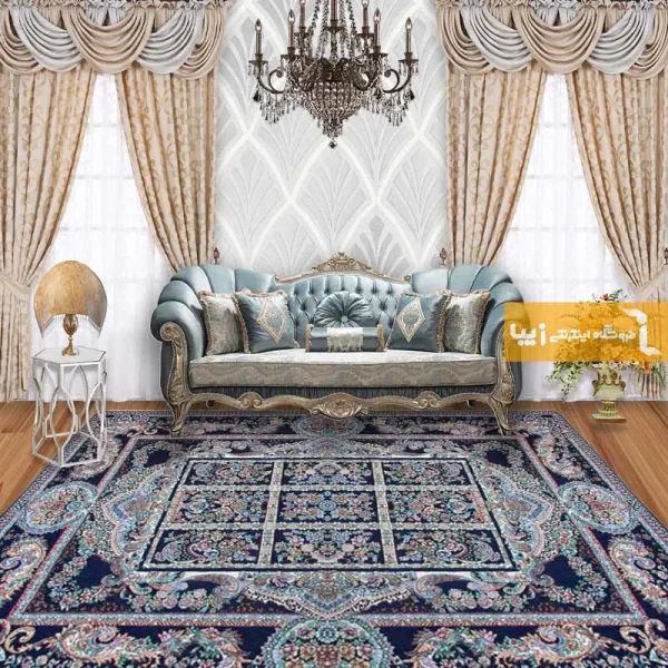 روفرشی سرمه ای طرح خشتی1