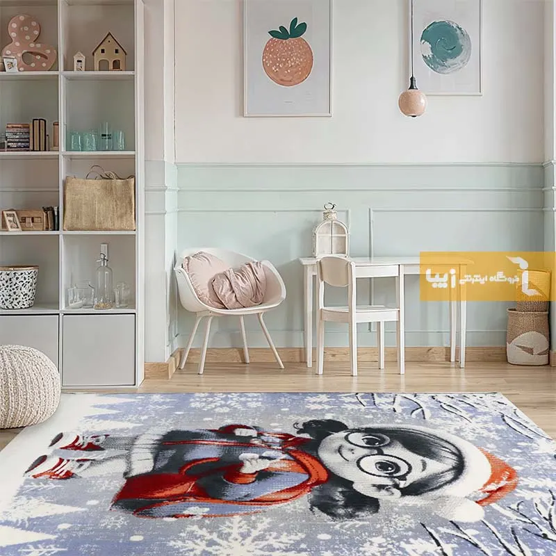 فرش کودک آبی طرح آلیس1