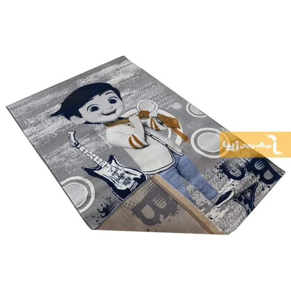 فرش کودک طوسی طرح بچه رئیس3