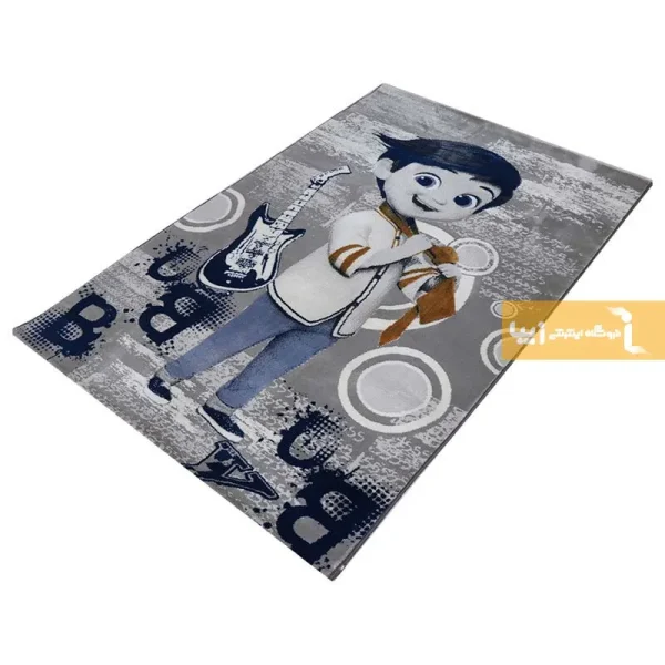 فرش کودک طوسی طرح بچه رئیس2