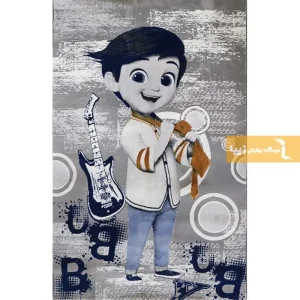 فرش کودک طوسی طرح بچه رئیس10
