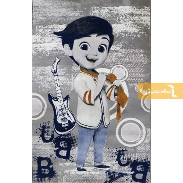 فرش کودک طوسی طرح بچه رئیس10