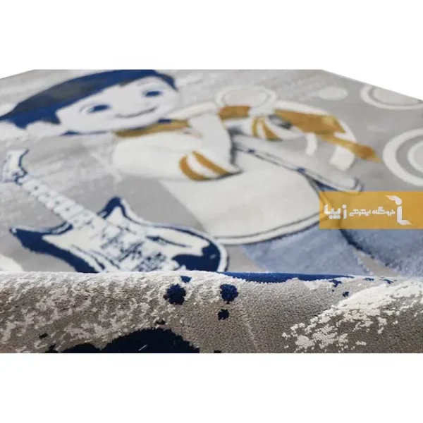 فرش کودک طوسی طرح بچه رئیس6