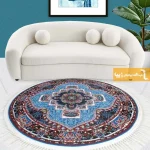 فرش گرد آبی طرح ناردون1