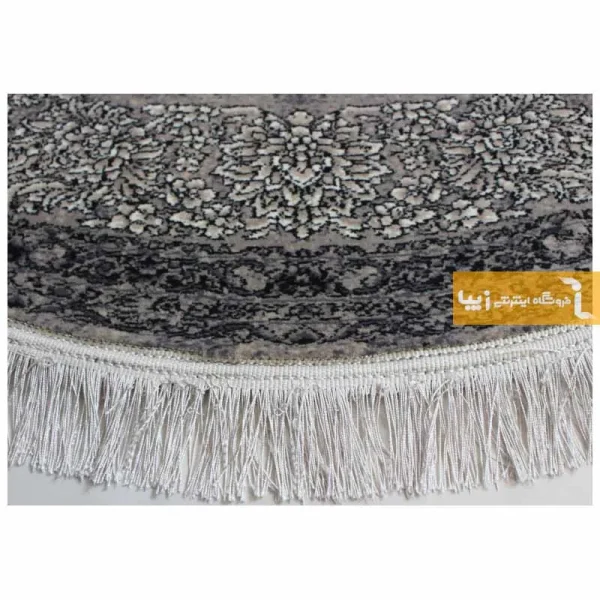 فرش گرد ذغالی طرح شاهگل8