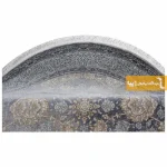 فرش گرد ذغالی طرح شاهگل7