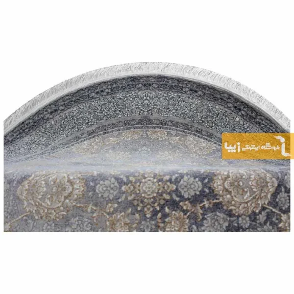 فرش گرد ذغالی طرح شاهگل7