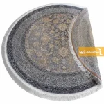 فرش گرد ذغالی طرح شاهگل6