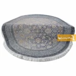 فرش گرد ذغالی طرح شاهگل2