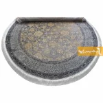 فرش گرد ذغالی طرح شاهگل10