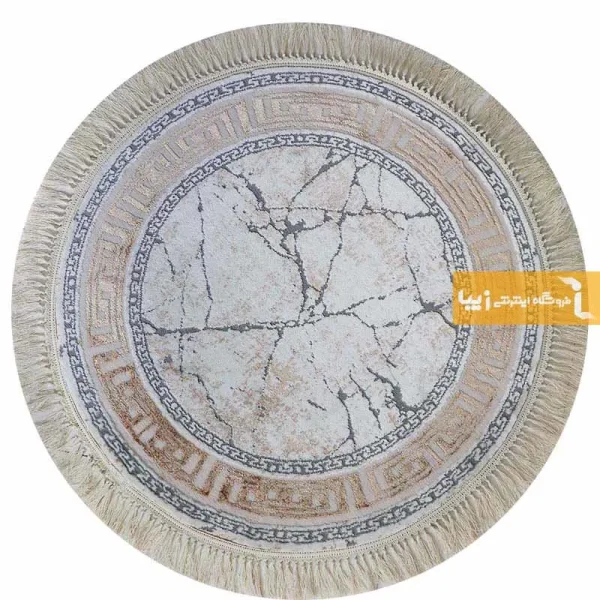 فرش گرد کرم طرح ماربل13