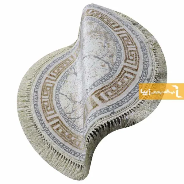 فرش گرد کرم طرح ماربل3