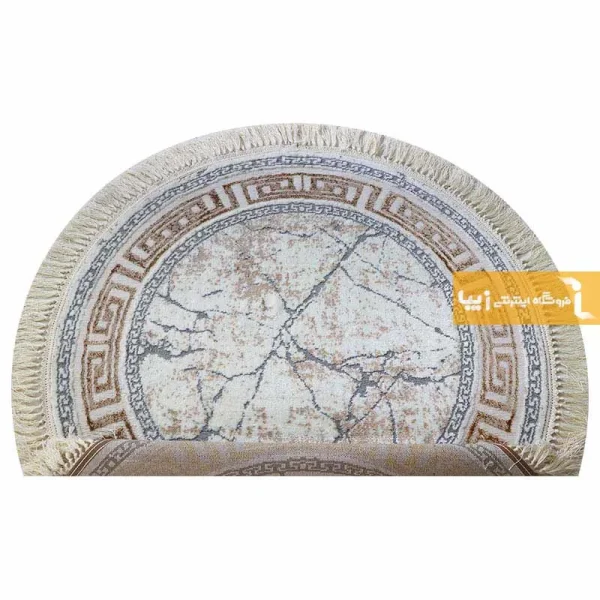 فرش گرد کرم طرح ماربل2