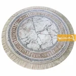 فرش گرد کرم طرح ماربل11